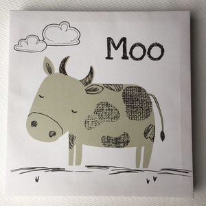 Moo Cow Canvas Hanging Wall Art Print Baby Child Kid Bedroom Nursery Decor 12"